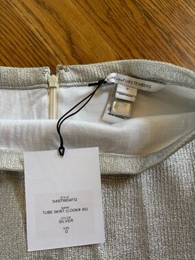 Diane von Furstenberg Silver Metallic Tube Skirt